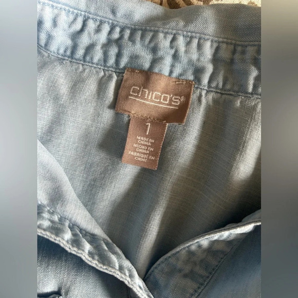 Chicos Lightweight Chambray Tunic Tank Top - Picture 8 of 9